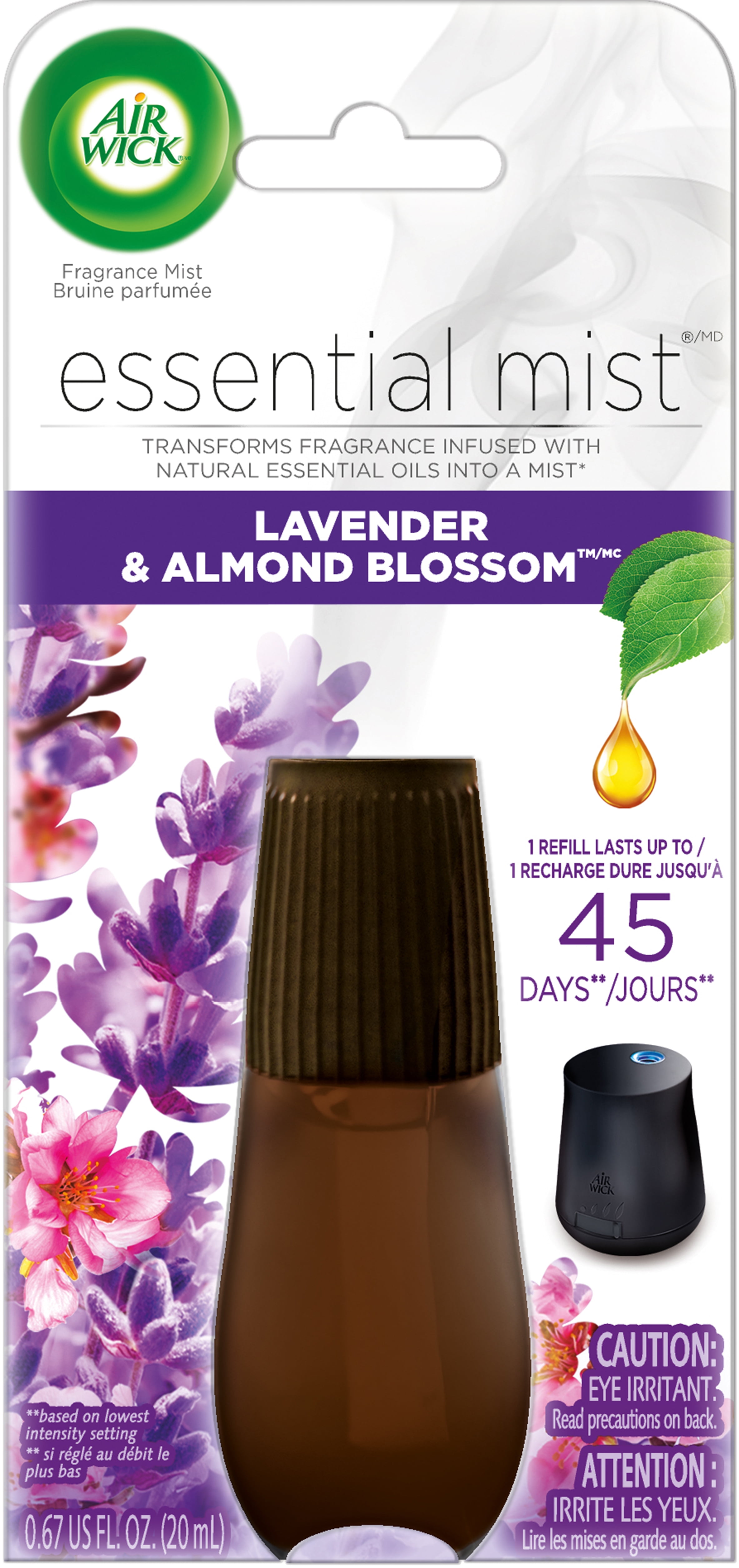 Air Wick Essential Mist Refill, 1 ct, Lavender and Almond Blossom, Essential Oils Diffuser, Air Freshener