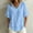 Light Blue, variant on Women Summer Tops V Neck Half Sleeve Solid Color Frayed Hem T-Shirts Casual Loose Fit Top