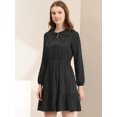 thumbnail image 1 of INSPIRE CHIC Women's Doll Collar Keyhole Front Elasticed Waist Ruffle Hem Dress, 1 of 5