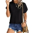 thumbnail image 3 of UVN T Shirts for Women Summer Short Sleeve Eyelet Tops Dressy Casual Crewneck Blouses, 3 of 9