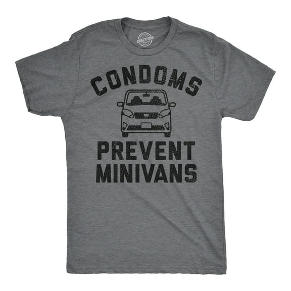 Mens Funny T Shirts Condoms Prevent Minivans Sarcastic Graphic Novelty Tee for Men Graphic Tees