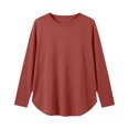 thumbnail image 4 of Vivianyo HD Women's Plus Size Round Neck Long Sleeve Tunic Top, Curved Split Hem Loose Shirt for Autumn Daily Errands Casual Outings, Sizes L-4XL, 4 of 8