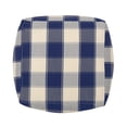 thumbnail image 4 of GDF Studio Prestage Modern Fabric Checkered Cube Pouf, Ivory and Navy Blue, 4 of 7