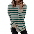 thumbnail image 2 of Women Oversized Striped Color Block Long Sleeve Crew Neck Sweatshirt Casual Loose Pullover Shirt Casual Top, 2 of 5