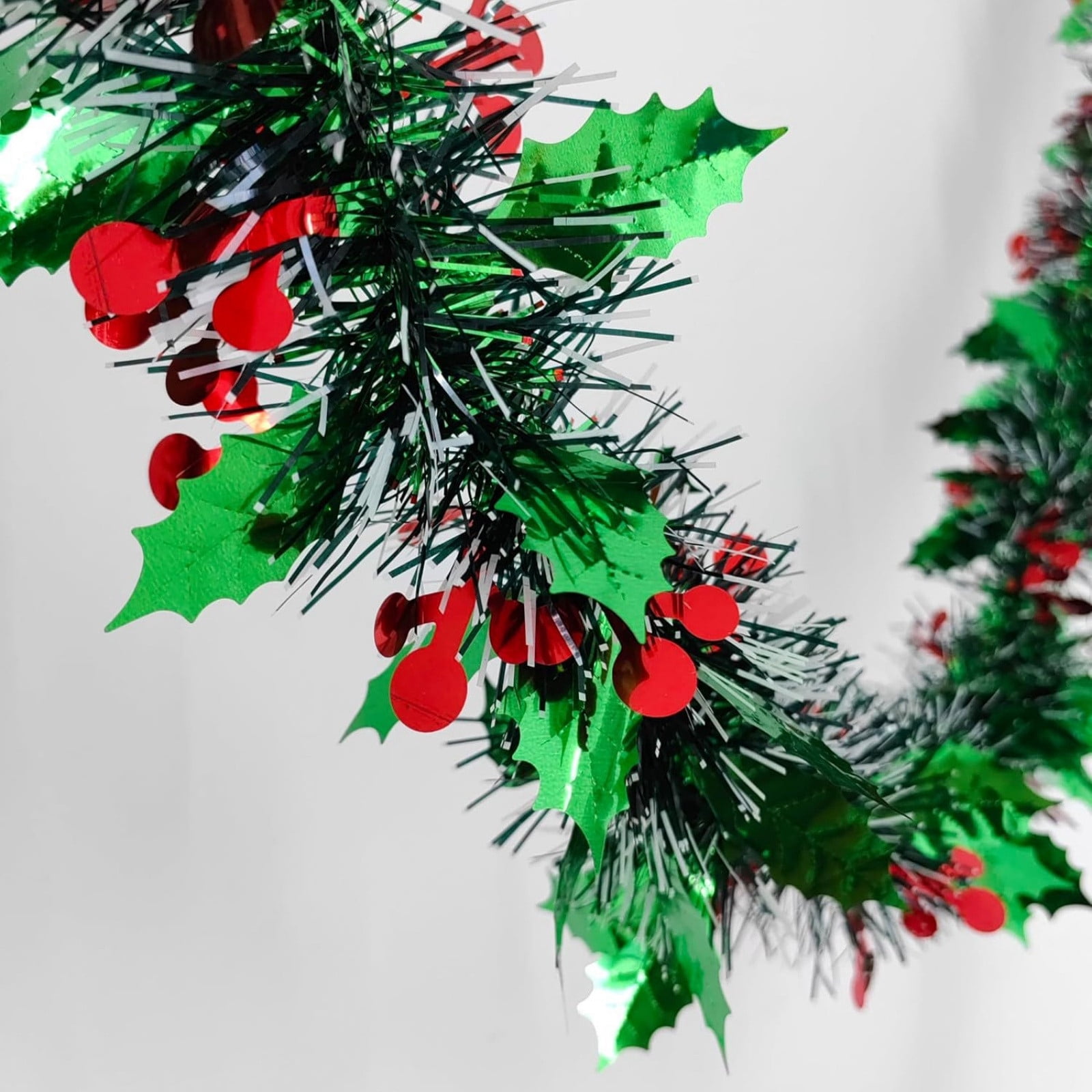 Moocorvic 16.4 FT Christmas Garland Xmas Tree Decorations, Green Artificial Tinsel Garland for Indoor & Outdoor Home Decor