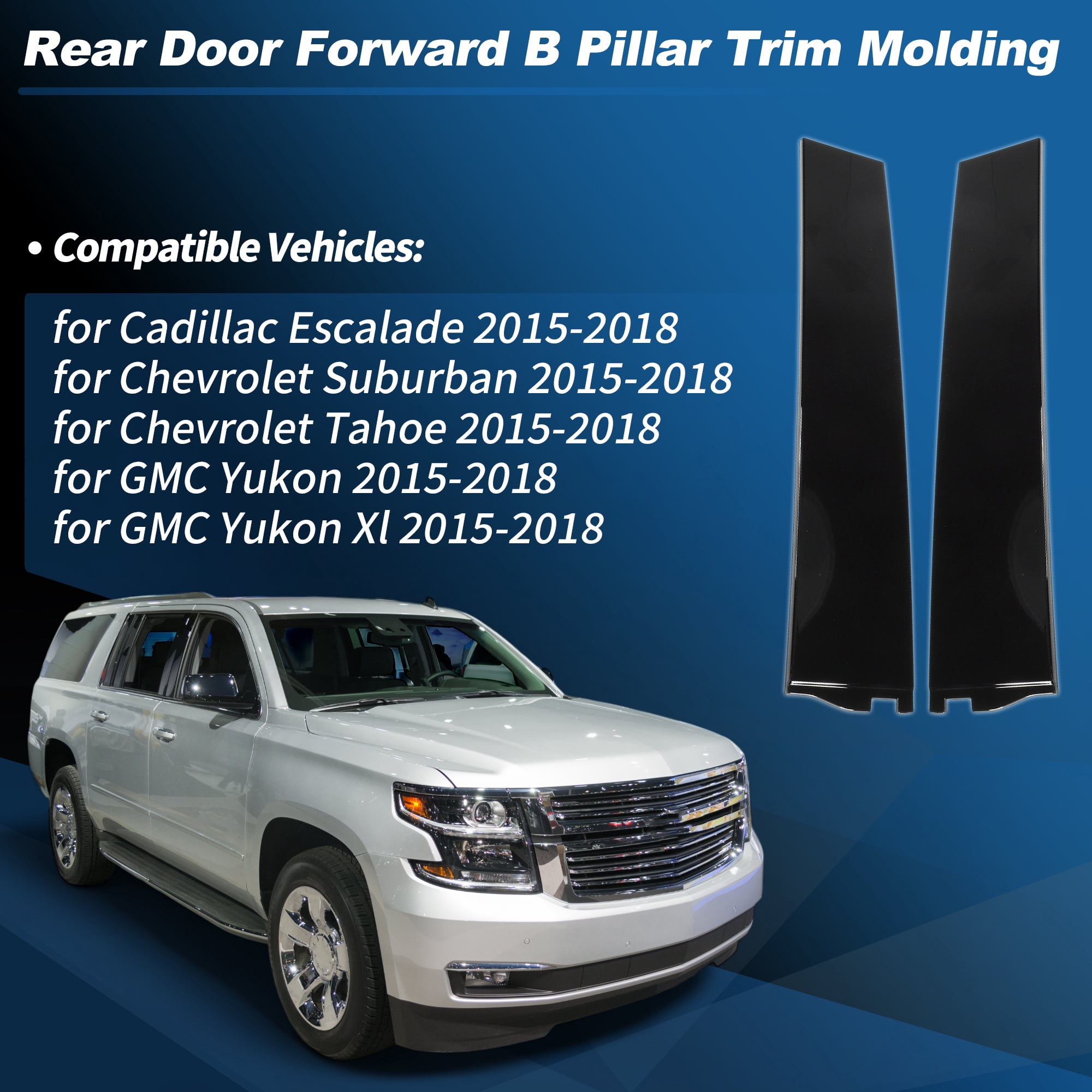 Unique Bargains 1Pair Rear Door B Pillar Trim for Chevy Suburban Tahoe 2015-2018