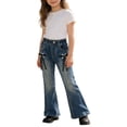 thumbnail image 6 of LRen Girls Bell Bottom Jeans Size 10-12,Girls Fashion Flared Denim Pants Embroidered Design Versatile Stretch Jeans Big Kids Tweens Casual School Outdoor Wear, 6 of 7