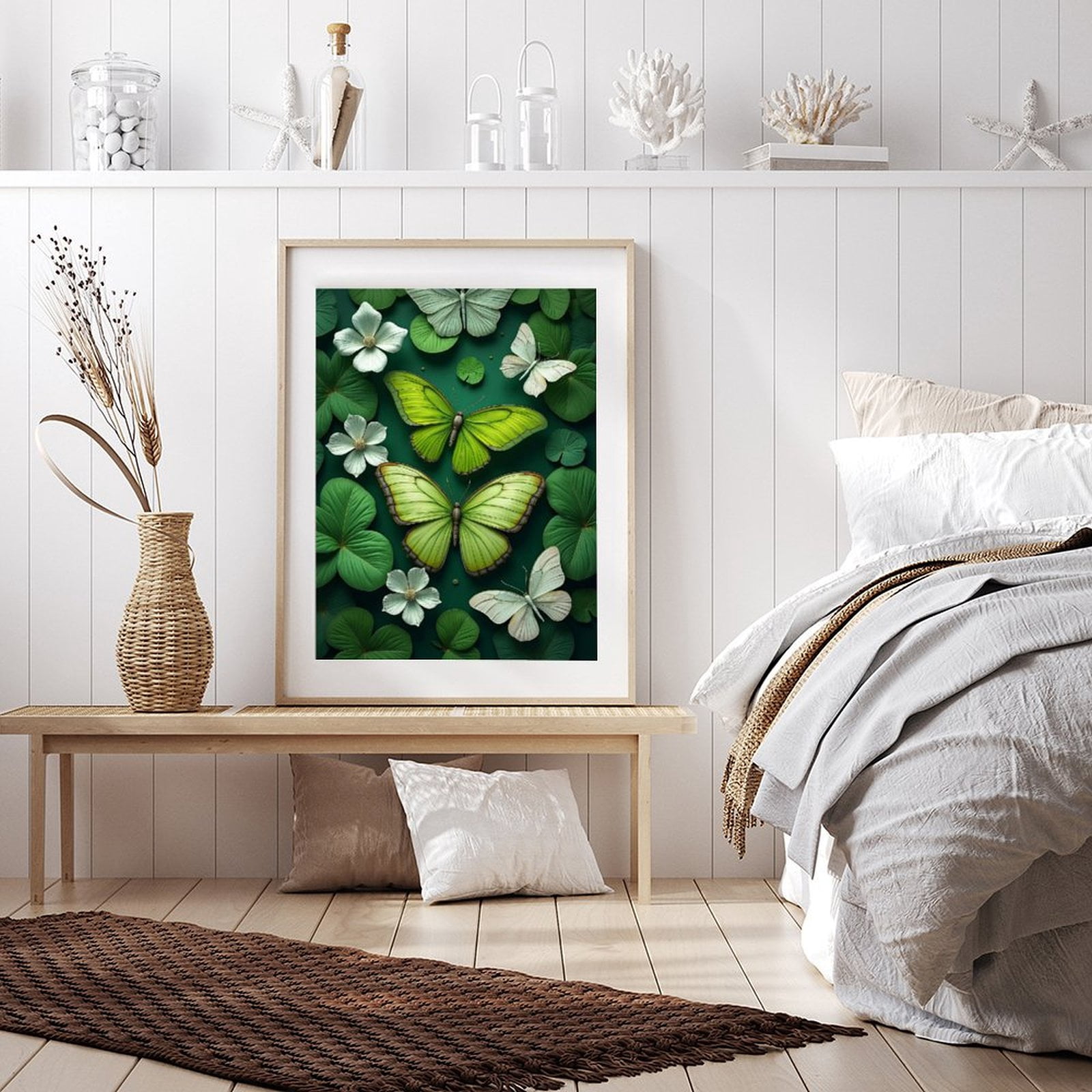 Diamond Art Kits for Adults - Modern Butterfly Green Print No.618 5D Frameless Dimond Painting Kit for Adults Beginner, Round Diamond Kits for Home Wall Decor, Gift for Women