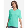 thumbnail image 5 of Women's Short Sleeve V Neck Casual Basic Solid Color Pullover Lightweight Soft Knit T-Shirt Tops, 5 of 5
