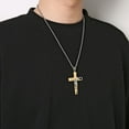 thumbnail image 3 of HZMAN Men's Stainless Steel Cross Crucifix Bible Prayer Pendant Necklace 22+2" Chain, 3 of 8