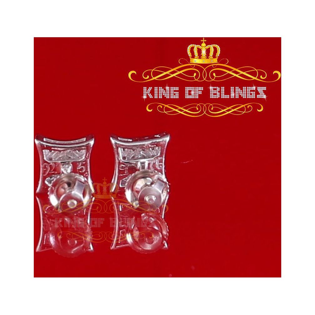 King of Bling's 0.10ct Diamond 925 Sterling Silver For Women's & Men's White Kite Stud Earrings