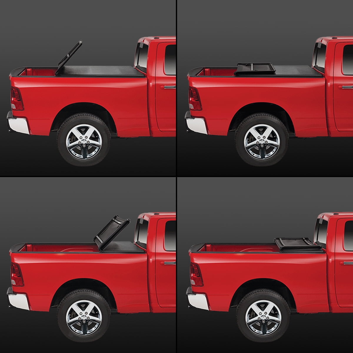 DNA Motoring For 20-24 Jeep Gladiator JT Pickup Truck Bed Soft Top Tri-Fold Tonneau Cover