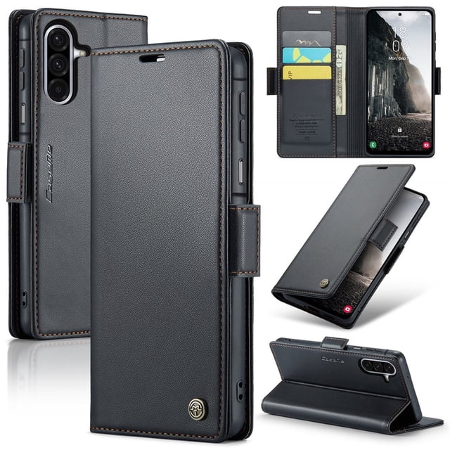 Funda de Cuero CaseMe For Samsung Galaxy A17 Tipo Billetera con Bloqueo RFID, For Samsung Galaxy A17 Funda Tipo Billetera para Mujer Hombres Tarjetero Cierre Magnético Soporte Tipo Kickstand Funda Ti