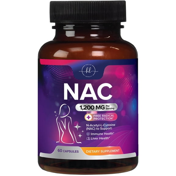 NAC Supplement - 1200mg per Serving N-Acetyl-L-Cysteine  Optimal Absorption Immune Support with Powerful Antioxidants - Respiratory & Liver Health Support - Gluten Free, Bottled in USA - 60 Capsules