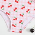 thumbnail image 6 of Cowsor 4-7 Years Girls Pink Cherry Print Floral Cutout One Piece Swimsuit Cute Design Swimwear for Toddlers Summer Beach Pool, 6 of 7
