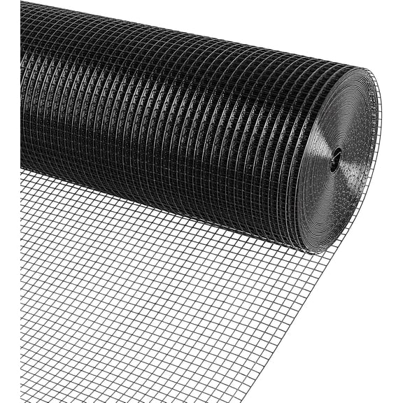 Black PVC  Coated Wire Mesh Hardware Cloth 1/2 in 24"x50' 19 Gauge, Welded Wire Fencing Chicken Wire Mesh Roll Cage Wire Netting