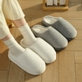 thumbnail image 4 of Zapatillas de felpa de invierno para mujer, chanclas mullidas con plataforma suave, zapatos planos informales para hombre, cómodos, concisos, antideslizantes, para dormitorio, 4 of 5