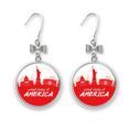 thumbnail image 1 of Red Outline Landmark America USA Bow Earrings Drop Stud Pierced Hook, 1 of 3