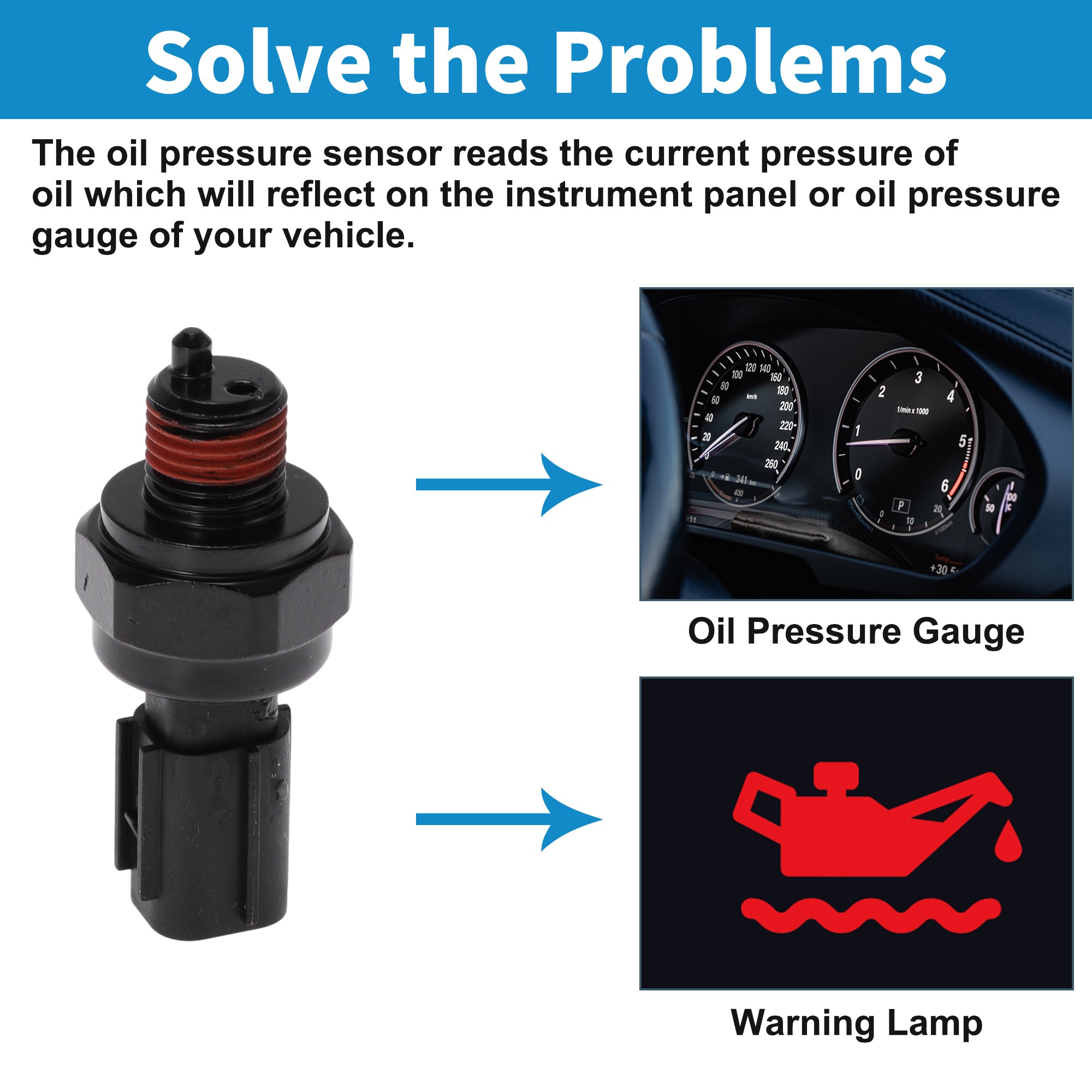 Unique Bargains 1 Pcs No.947502A000 Engine Oil Pressure Sensor for Hyundai for Genesis G80 3.8L V6 2017-2018 for Hyundai for Genesis 3.8L V6 2015-2016