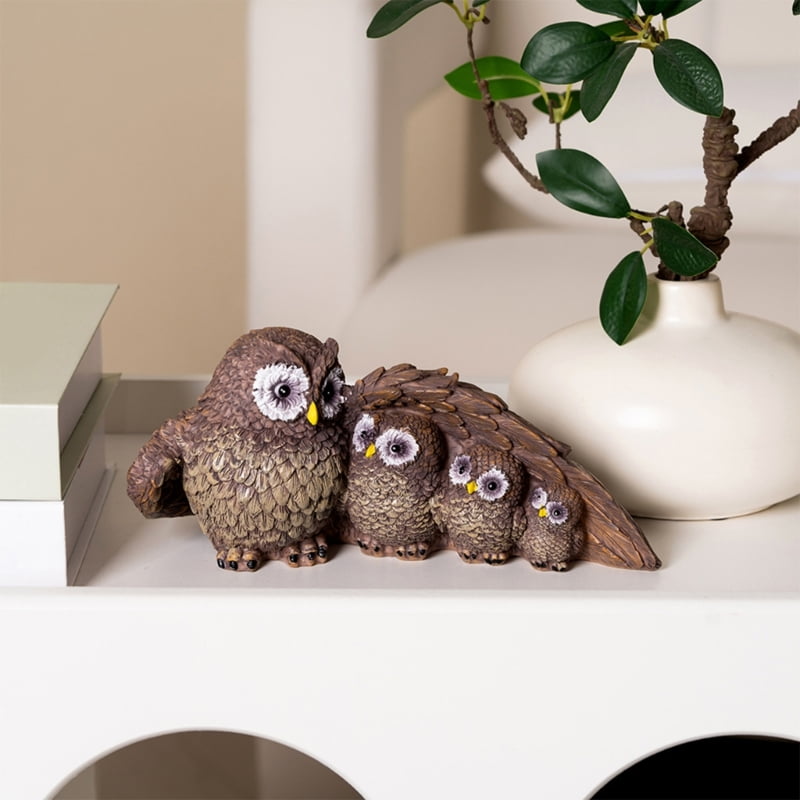 Resin Figurines Sculptures Table Centrepieces for Living Room Owl Family Statues Garden Decors Housewarming Gift