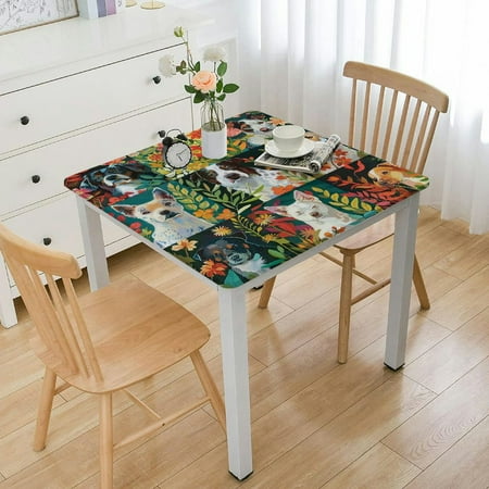 

AWERP Flowers Plants Square Tablecloth 100% Polyester Fiber 46*46