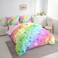 thumbnail image 3 of jejeloiu Glitter Rainbow Bedding Comforter Set,7pcs,Multicolor Galaxy Queen Bedding Sets,Girls Colorful Stripes Queen Sheet Sets For Children,Lightweight Bedroom Decor Reversible, 3 of 7
