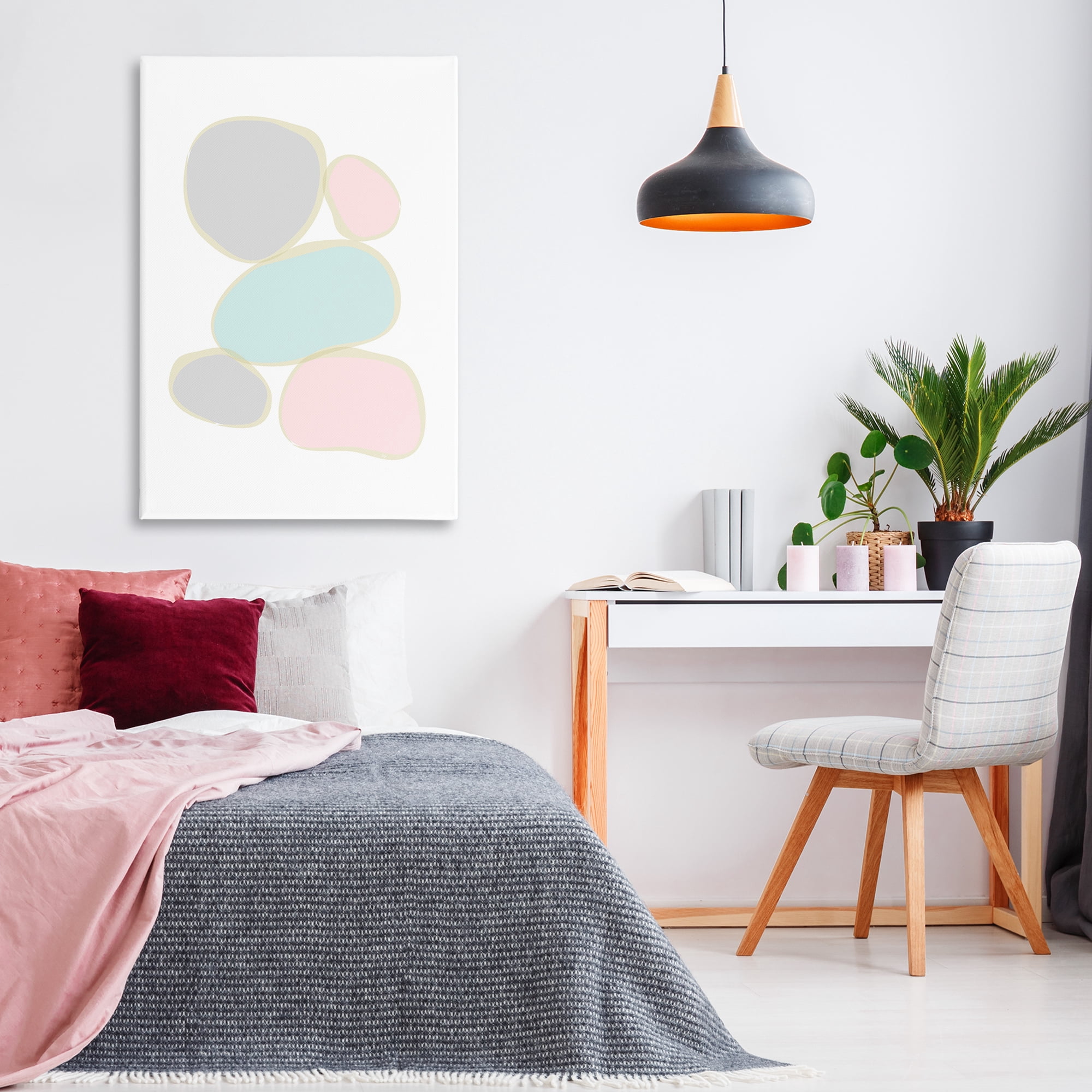 Stupell Industries Minimal Pastel Pebbles Abstract Painting Gallery Wrapped Canvas Art Print Wall Art, 30 x 45