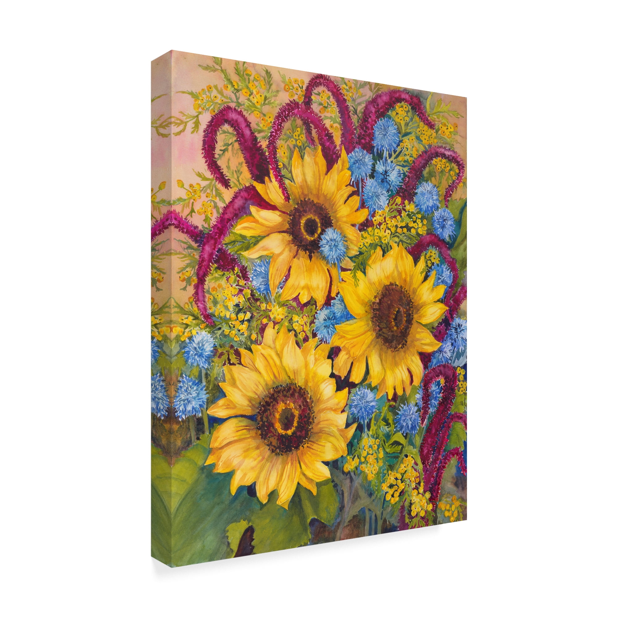 Trademark Fine Art 'Sunflowers And Thistles' Canvas Art by Joanne Porter