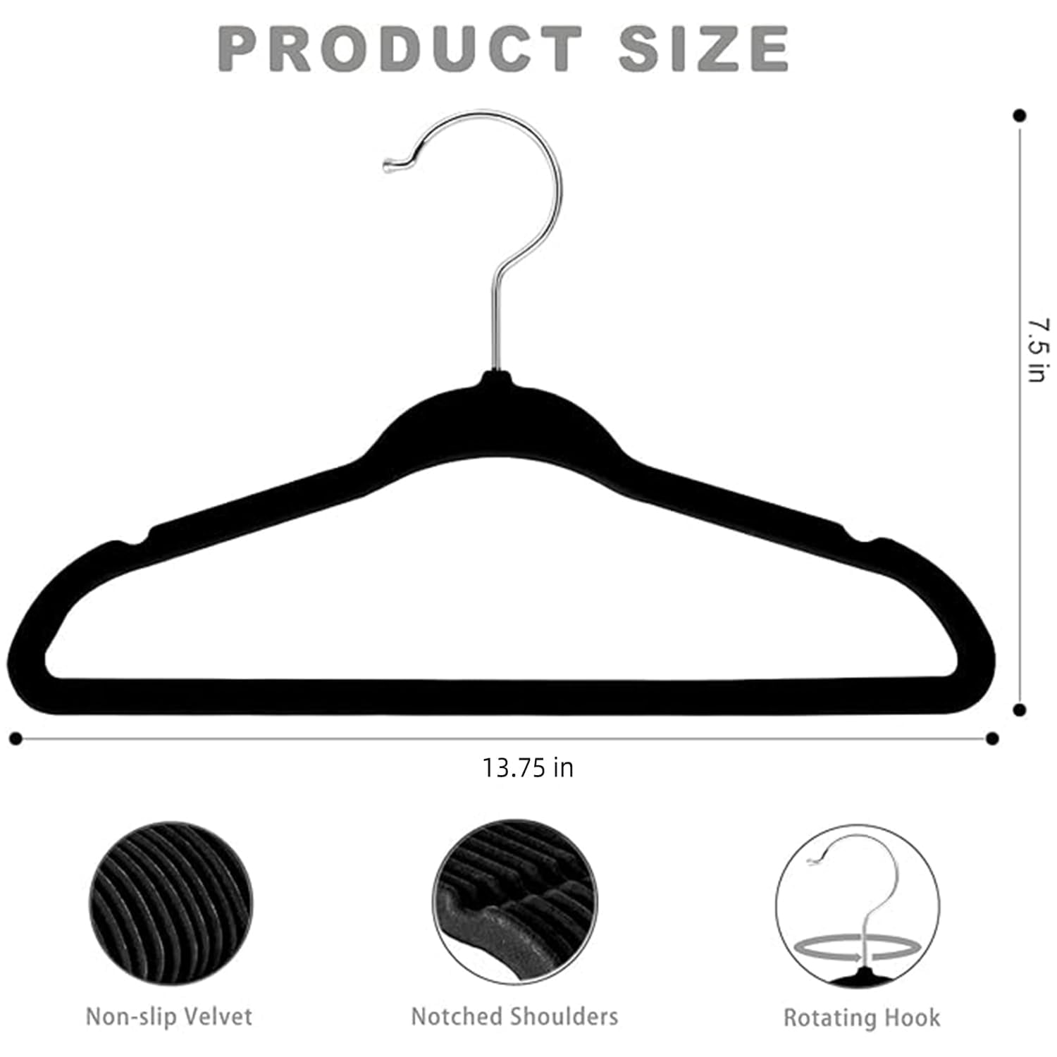 50 Pack Hangers 14 Inches Children's Clothes Non-slip For Infant/toddler (black)