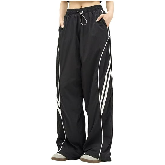 CHUMUD Womens Y2k Track Pants Baggy Sweatpants Wide Leg Cargo Joggers Harajuku Parachute Pants Vintage Streetwear Pants