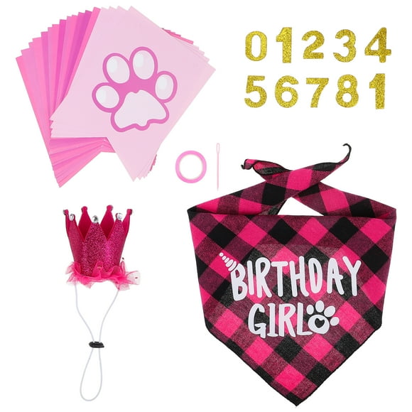 KAKOWELY juego de pañuelos de cumpleaños para perros, gorro de cumpleaños para cachorros, decoración para fiestas de cumpleaños de perros, sombreros de fiesta para perros pequeños y gatos.