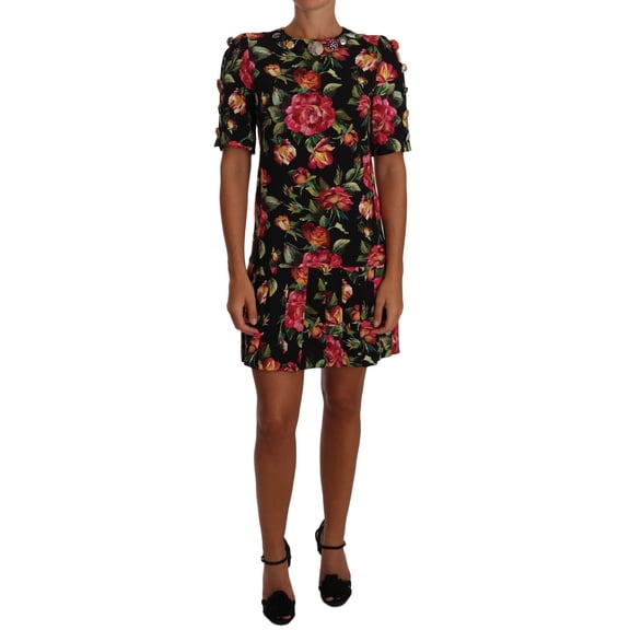 Dolce & Gabbana Multicolor Floral Crystal Buttons Dress