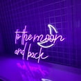 thumbnail image 2 of Glowneon To The Moon & Back Neon Sign, Trendy Bedroom Gift Decor, 2 of 4