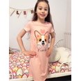 thumbnail image 2 of Oudiya Girls Short Sleeve Nightgowns Soft Print Pajamas Sleepwear Nighties for Kids 4-12, 2 of 6