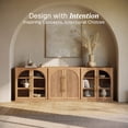 thumbnail image 3 of BELLEZE 3-Piece Modular Buffet Cabinet with Storage Freely Configurable, Classic Modern 2 Arched Glass Door Sideboards and 1 Double-Arc Wood Door Credenza For Dining Room Living Room Entryway - Camel, 3 of 7