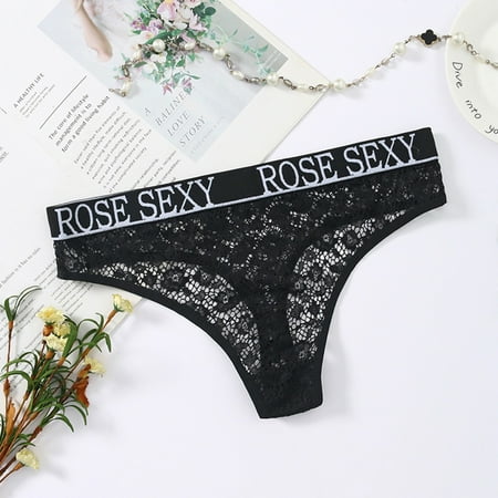 snowsong Womens Underwear Seamless Underwear New Hot For Women Hollow-out Seeing Through Letter Print Low Waist Skinny Sexy Short Panties Panties for Women Sexy Underwear Lingerie for Women Black S