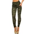 thumbnail image 2 of Dark Olive Camouflage Contour Seam High Waisted Sport Leggings with Pockets Olive L/XL, 2 of 2