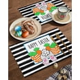 thumbnail image 2 of Easter Placemats Set of 6, Bunny Butt Carrot Placemat for Dining Table Decorations, Black White Stripes Place Mats, Spring Table Mats for Kitchen Dinner Seasonal Holiday Party Decor, 2 of 6