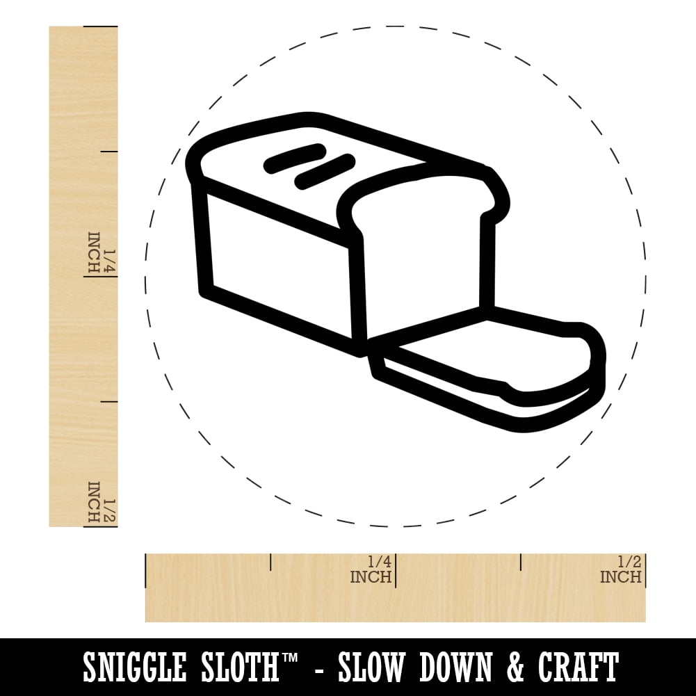 Sliced Loaf of Bread Self-Inking Rubber Stamp Ink Stamper - Dry Pad (No Ink) - Mini 1/2 Inch