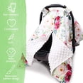 thumbnail image 5 of This 2-in-1 car seat cover is suitable for infants, toddlers, and children. It also functions as a nursing cover and a warm fleece liner for newborns. It features a green leaf pattern., 5 of 5