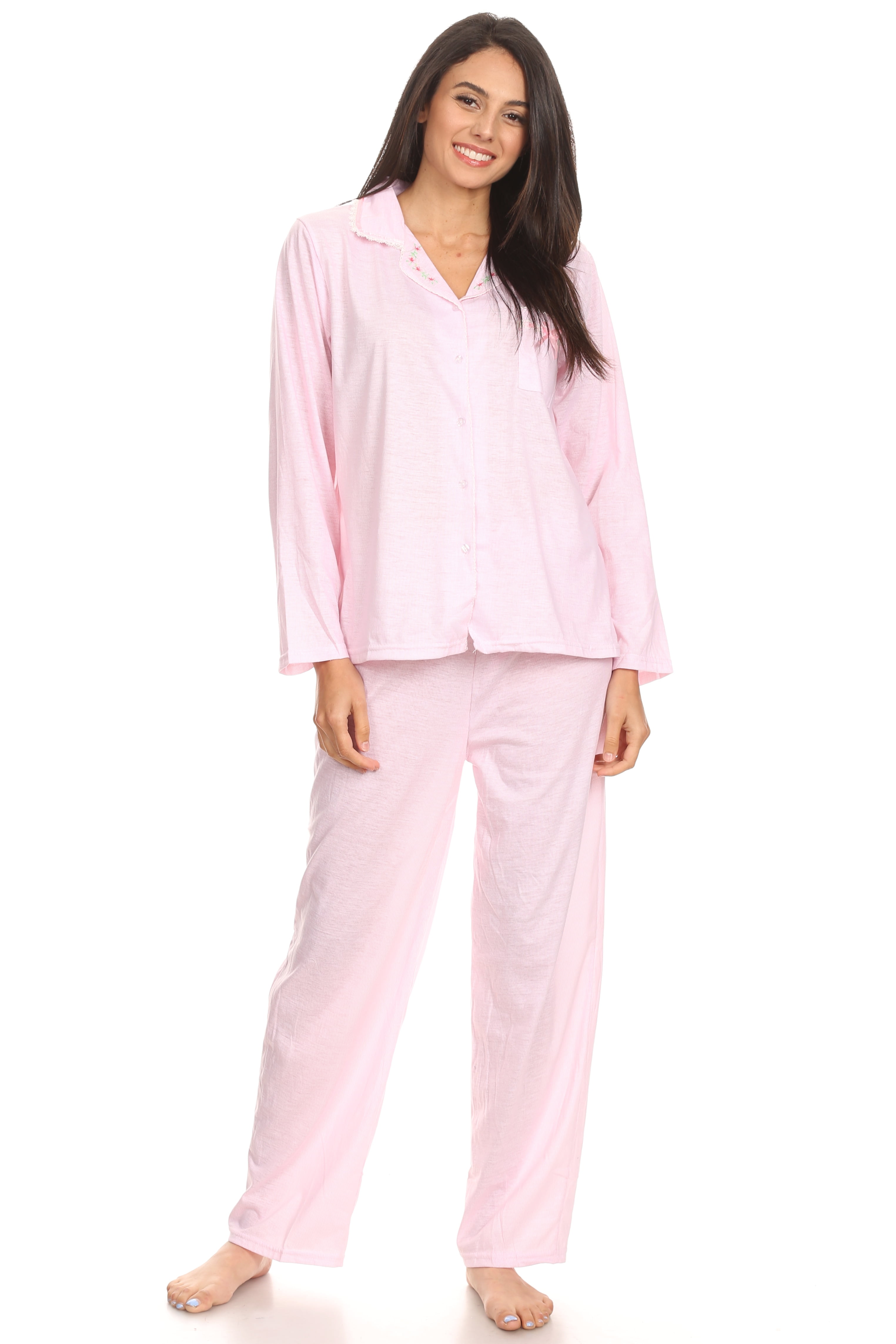 BHS Womens Navy Pink Long Sleeve Crew Neck Squirrel Pyjama Set 