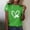 Green, variant on St Patricks Day Shirt Women Printed Round Neck Short Sleeve Casual Summer Tops