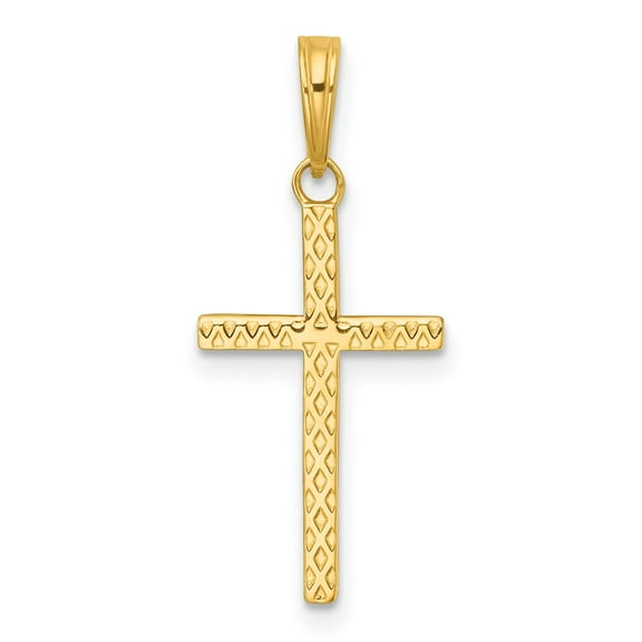 14k Polished Textured Cross Pendant