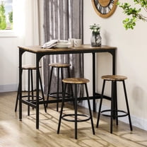 Resenkos 5-Piece Counter Height Bar Table and Chairs Set - Kitchen Table with 4 Stools, Rustic Brown