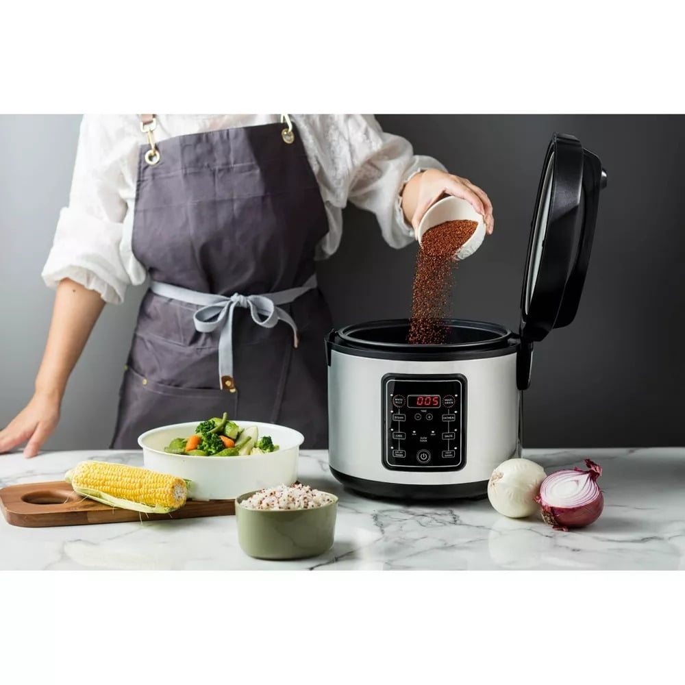 20 Cup Digital Multicooker & Rice Cooker - Stainless Steel, 5 Settings, Auto Keep Warm, Nonstick, 700W