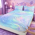 thumbnail image 4 of meiyoeat Blue Swirl Background Bed Sheets,Iridescent Abstract Print Full Size Sheets For Girl,4pcs,1 Flat Sheet,1 Fitted Sheet and 2 Pillowcases, 4 of 6