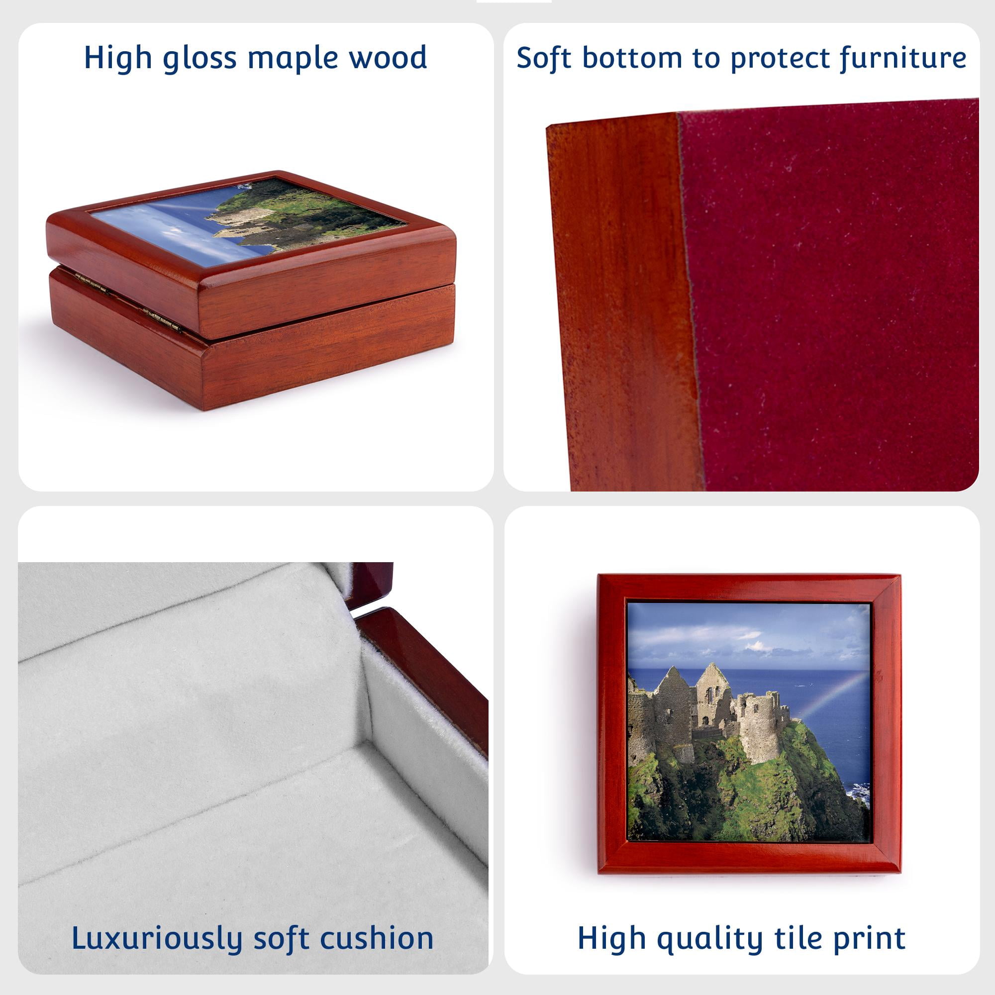 3dRose, Rainbow, Dunluce Castle, Antrim, No. Ireland - EU15 RER0002 - Ric Ergenbright, Jewelry Box 5.5x5.5 inch with 4 inch tile