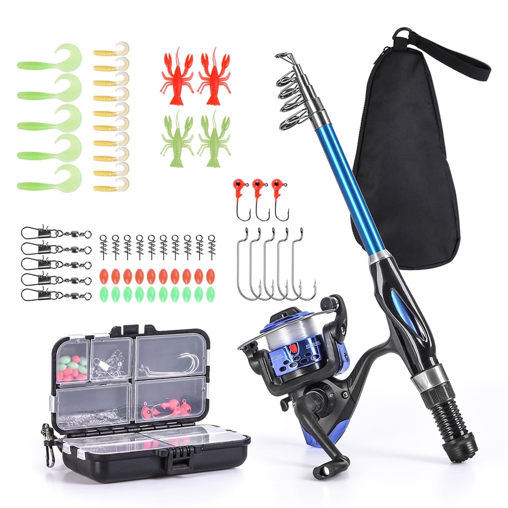 Spinning Telescopic Fishing Rod and Reel Combos Kits Portable Fishing Tackle Set 