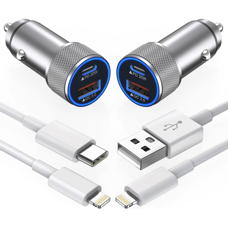 apple cigarette lighter adapter MFi Certified iPhone Car Charger, 3.4A Fast Charge Dual Port USB Cargador Carro Adapter, Metal Lighter [2Pack] Lightning Cable for iPhone/iPad/Airpods : Cell Phones & Accessories The sleek Phone Charger Car Cigarette Lighter