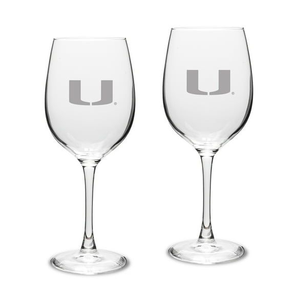 Miami Hurricanes 2-Piece 16oz. White Wine Glasses Set